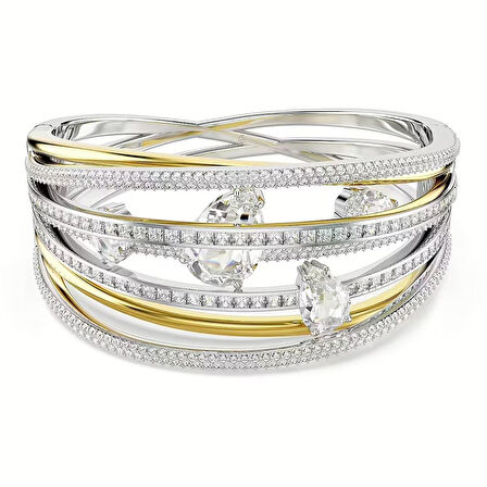 Swarovski Bilezik Hyperbola bangle, Mixed cuts, White, Mixed metal finish