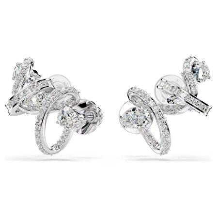 Swarovski Küpe Hyperbola ear cuff, Mixed cuts, White, Rhodium plated