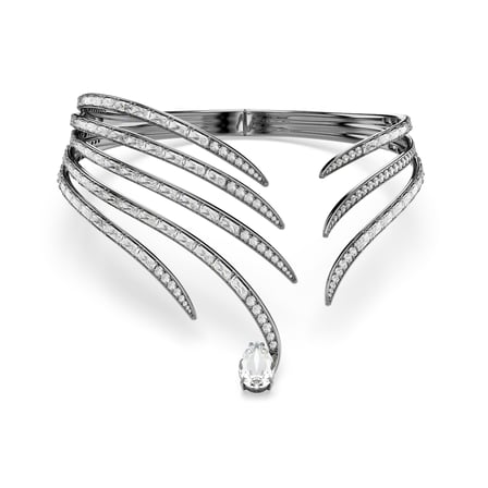 5709270 The Vienna Collection Choker, Feather, White, Ruthenium Plated M