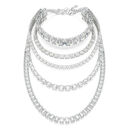 5717913 Millenia Layered Necklace, Mixed Cuts, White, Rhodium Plated