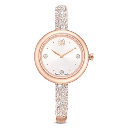 Sublima bangle Saat, İsviçre Üretimi, Metal bileklik, Rose Altın tonu, Pembe altın rengi yüzey