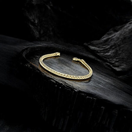  FM Oval Kral Bakla Örgülü Sarı Çelik Zincir Bileklik 4Mm 3183CZB1D46 