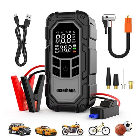 4in1 Akü Takviye Ateşleyici Lastik Şişirme Kompresörü Powerbank LED Işık 150 PSI 8000mAh