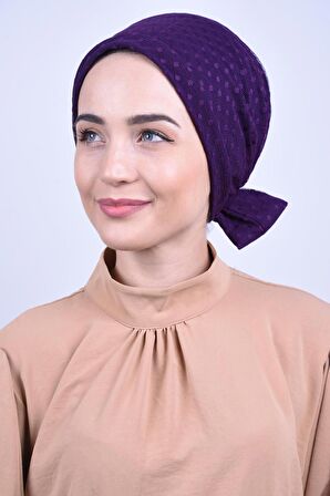 Dantelli Fiyonklu Bone Mor - Mor