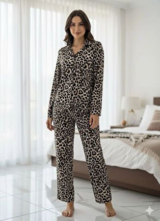KADIN LEOPARLI PİJAMA TAKIM