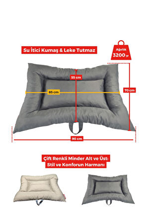 XPERMATE Comfort Köpek Minderi Köpek Yatağı Kedi Yatağı ,Kılıflı, Fermuarlı,70 x 90 CM Ant-Bej