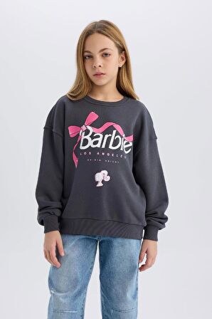 DeFacto Kız Çocuk Barbie Relax Fit Bisiklet Yaka Sweatshirt D8831A825SPAR126