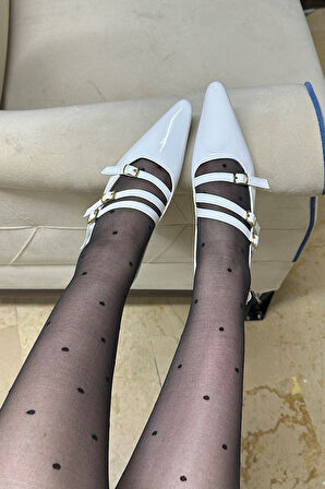 Günlük Kadın sivri Burunlu Ayarlanabilir Tokalı İnce Topuklu Arkası Açık Abiye Ayakkabı 901