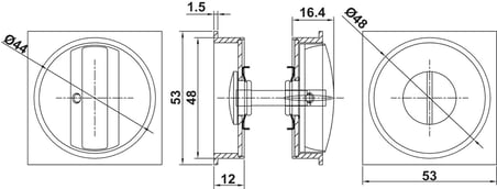 Häfele Gömme kulp, SQUARE, Pirinç, 58 mm, HÄFELE ---Gömme kulp, SQUARE, Pirinç - Banyo/WC (1 Çift)