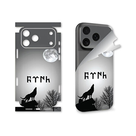 Apple Iphone 17 Pro Uyumlu Full Kaplama Sticker Çizilme Önleme Kılıfsız Kullanım İçin Kurt