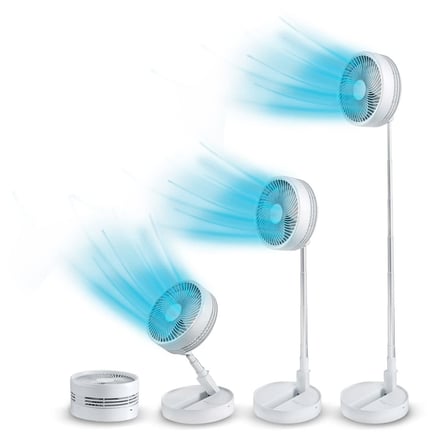 Fold & Cold – Uzatılabilir Mini Vantilatör, Pilli, Güçlü USB Vantilatör, 10 Saat Çalışma Süresi, Esnek Ayaklı ve Masa Vantilatörü, 1 m Yüksekliğe Kadar Uzatılabilir