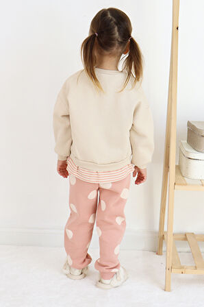 Kız Çocuk Smile And Happy Baskılı Kalın Eşofman Takımı