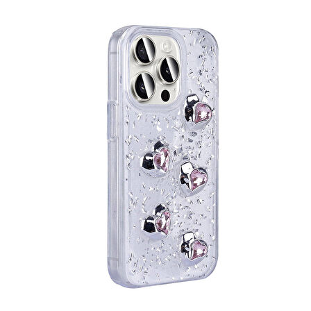 Apple iPhone 15 Pro Max ile Uyumlu Airbagli Simli Arka Yüzeyli Kapak