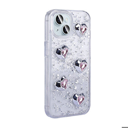 Apple iPhone 15 ile Uyumlu Airbagli Simli Arka Yüzeyli Kapak