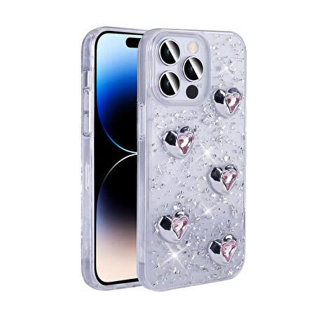 Apple iPhone 14 Pro Max ile Uyumlu Airbagli Simli Arka Yüzeyli Kapak