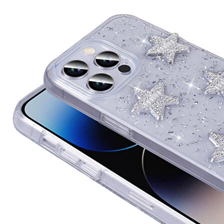 Apple iPhone 14 Pro Max ile Uyumlu Airbagli Simli Arka Yüzeyli Kapak