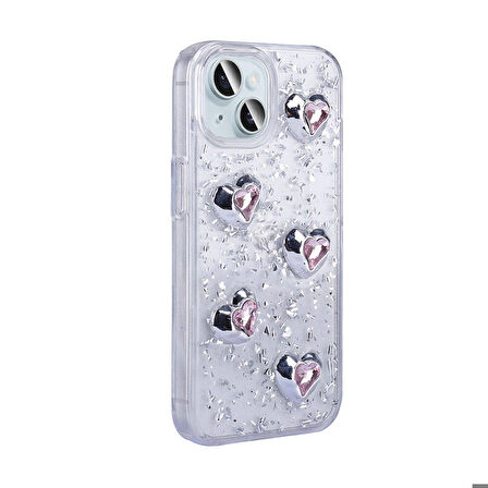 Apple iPhone 14 ile Uyumlu Airbagli Simli Arka Yüzeyli Kapak