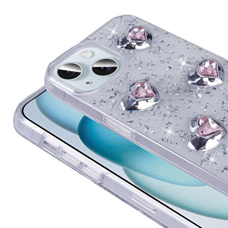 Apple iPhone 13 ile Uyumlu Airbagli Simli Arka Yüzeyli Kapak