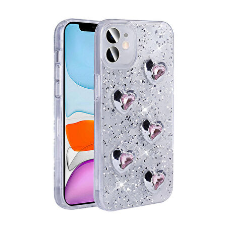 Apple iPhone 11 ile Uyumlu Airbagli Simli Arka Yüzeyli Kapak