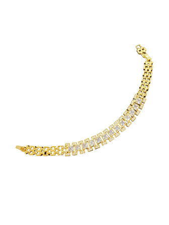 Altın Renk VIP Parlak Zirkon Taşlı Şık 316L Çelik Kadın Bileklik | Parlak ve Şık Hediye