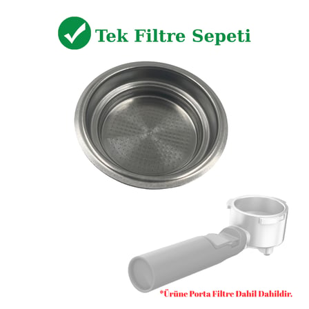 Grundig KSM-5330 Uyumlu 51 mm Tekli Espresso Filtre Sepeti - Yedek Çelik Süzgeç