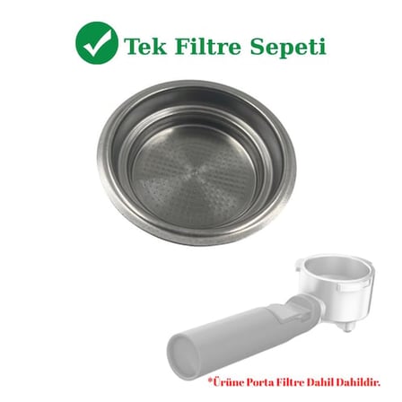 Grundig KSM-8530 Uyumlu 51 mm Tekli Espresso Filtre Sepeti - Yedek Çelik Süzgeç