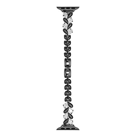 Apple Watch 4/5/6/SE (1.Nesil)/SE 40mm Uyumlu Kordon Damla Figürlü Parlak Taşlı Metal Kordon