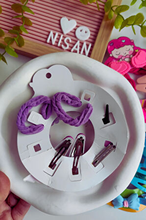 6 Parça Karışık Figürlü Toka Seti (2 Lastik , 2 Pens,2 Çıtçıt Toka)
