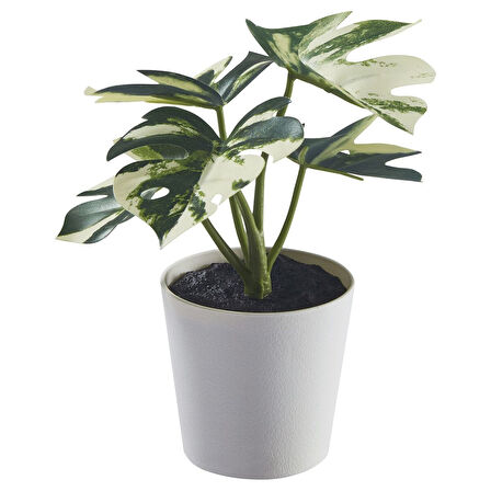 Saksılı yapay bitki, yeşil, 6 cm, monstera