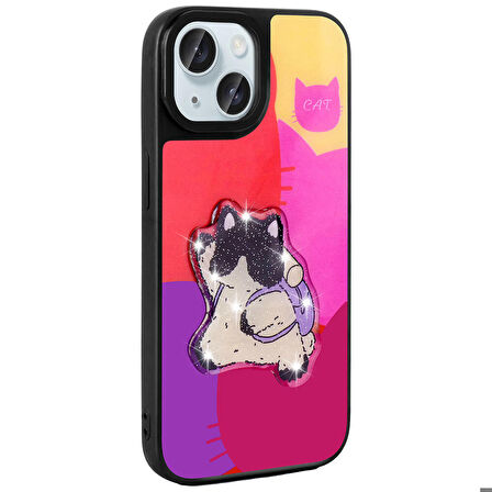 Apple iPhone 14 ile Uyumlu Kılıf Parlayan Kabartmalı İkonik Figürlü Silikon Kapak