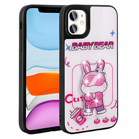 Apple iPhone 11 ile Uyumlu Kılıf Parlayan Kabartmalı İkonik Figürlü Silikon Kapak