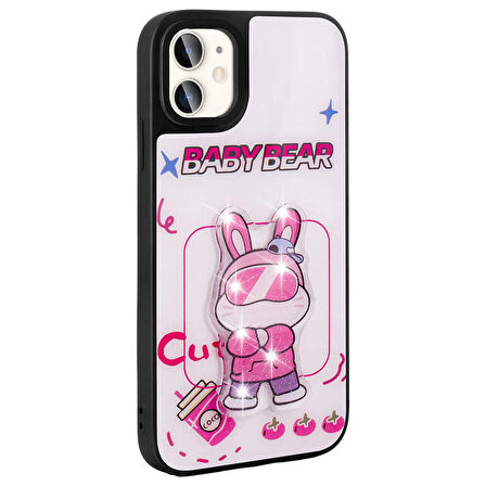 Apple iPhone 11 ile Uyumlu Kılıf Parlayan Kabartmalı İkonik Figürlü Silikon Kapak