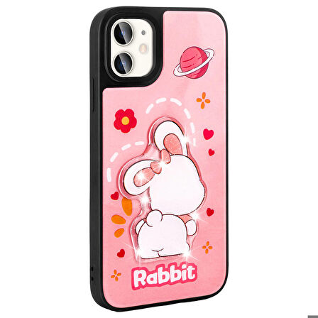 Apple iPhone 11 ile Uyumlu Kılıf Parlayan Kabartmalı İkonik Figürlü Silikon Kapak