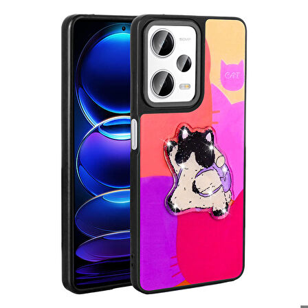 Xiaomi Redmi Note 12 Pro 5G ile Uyumlu Kılıf Parlayan Kabartmalı İkonik Figürlü Silikon Kapak