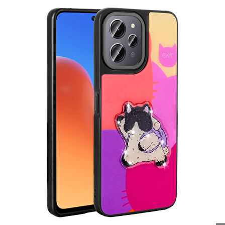 Xiaomi Redmi 12 4G ile Uyumlu Kılıf Parlayan Kabartmalı İkonik Figürlü Silikon Kapak