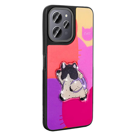 Xiaomi Redmi 12 4G ile Uyumlu Kılıf Parlayan Kabartmalı İkonik Figürlü Silikon Kapak