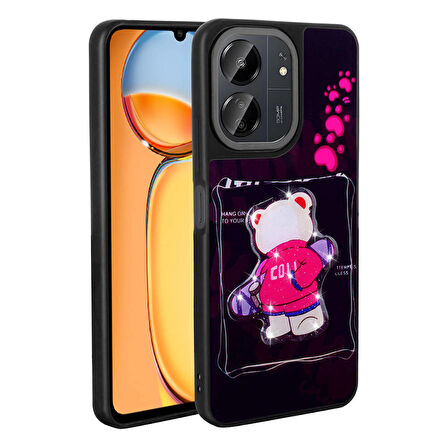 Xiaomi Poco C65 ile Uyumlu Kılıf Parlayan Kabartmalı İkonik Figürlü Silikon Kapak