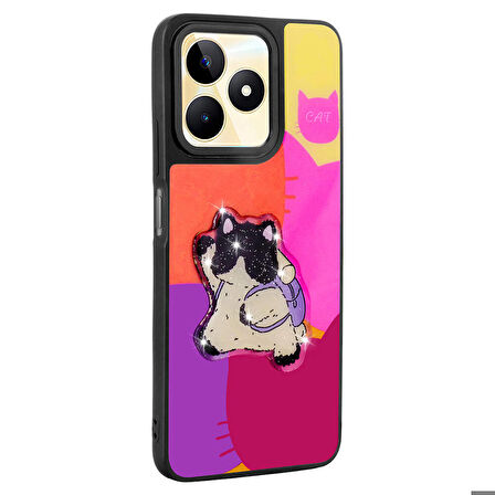 Realme C53 4G ile Uyumlu Kılıf Parlayan Kabartmalı İkonik Figürlü Silikon Kapak