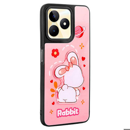Realme C53 4G ile Uyumlu Kılıf Parlayan Kabartmalı İkonik Figürlü Silikon Kapak