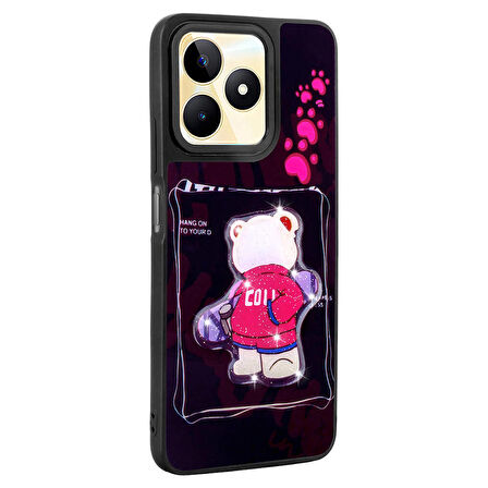 Realme C55 4G ile Uyumlu Kılıf Parlayan Kabartmalı İkonik Figürlü Silikon Kapak