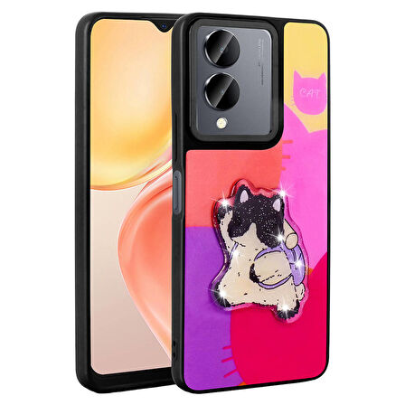 Vivo Y36 5G ile Uyumlu Kılıf Parlayan Kabartmalı İkonik Figürlü Silikon Kapak