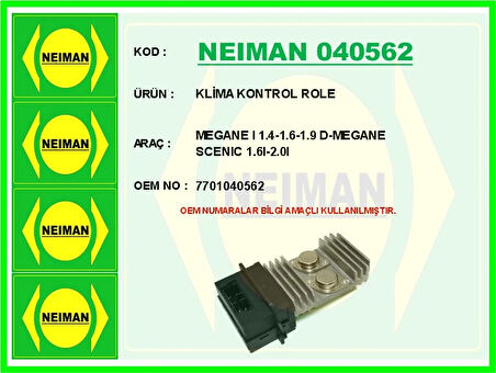 KLİMA KONTROL ROLE MEGANE 1 1.4-1.6-1.9 D-MEGANE SCENIC 1.6I-2.01 7701040562