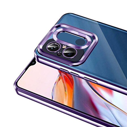 Xiaomi Redmi 12C Uyumlu Kılıf Şeffaf Logo Gösteren Parlak Renkli Kenar Telefon Kılıfı Kapak