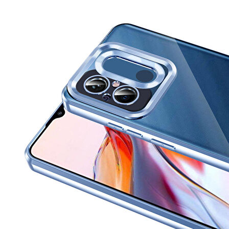 Xiaomi Redmi 12C Uyumlu Kılıf Şeffaf Logo Gösteren Parlak Renkli Kenar Telefon Kılıfı Kapak