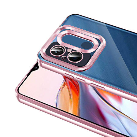 Xiaomi Redmi 12C Uyumlu Kılıf Şeffaf Logo Gösteren Parlak Renkli Kenar Telefon Kılıfı Kapak