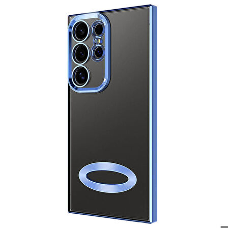 Samsung Galaxy S24 Ultra Uyumlu Kılıf Şeffaf Logo Gösteren Parlak Renkli Kenar Telefon Kılıfı Kapak