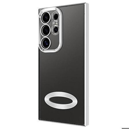 Samsung Galaxy S24 Ultra Uyumlu Kılıf Şeffaf Logo Gösteren Parlak Renkli Kenar Telefon Kılıfı Kapak