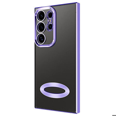 Samsung Galaxy S24 Ultra Uyumlu Kılıf Şeffaf Logo Gösteren Parlak Renkli Kenar Telefon Kılıfı Kapak