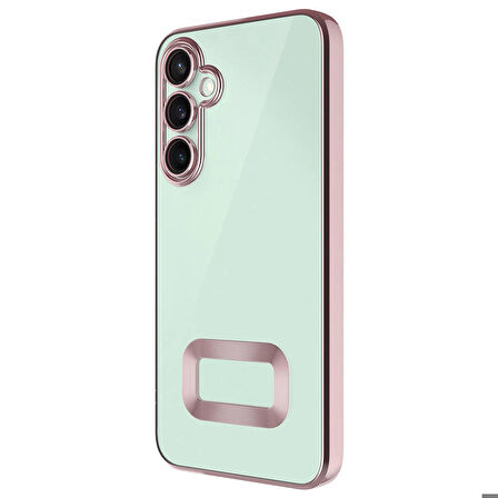 Samsung Galaxy S24 Uyumlu Kılıf Şeffaf Logo Gösteren Parlak Renkli Kenar Telefon Kılıfı Kapak