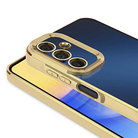 Samsung Galaxy A25 Uyumlu Kılıf Şeffaf Logo Gösteren Parlak Renkli Kenar Telefon Kılıfı Kapak